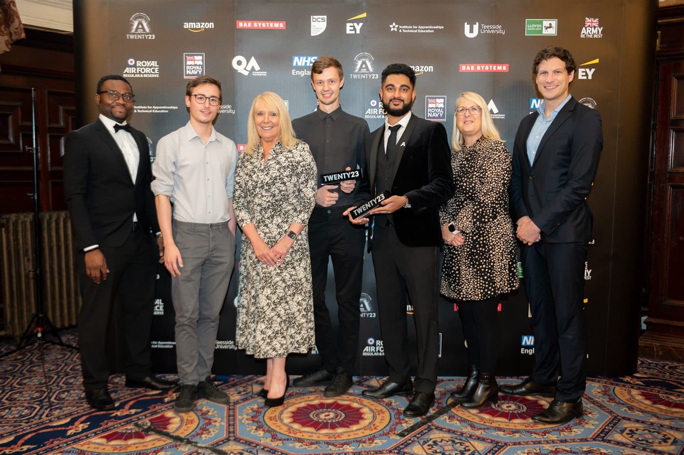 A finalist team with their award at the National Apprenticeship Awards 2023